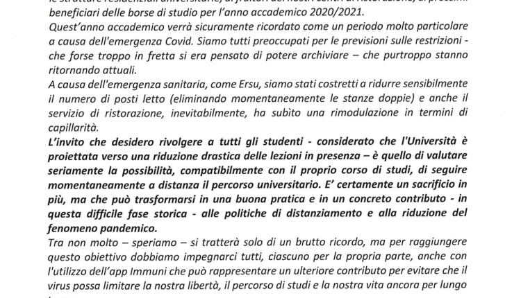 La lettera agli studenti del professor Giuseppe Di Miceli