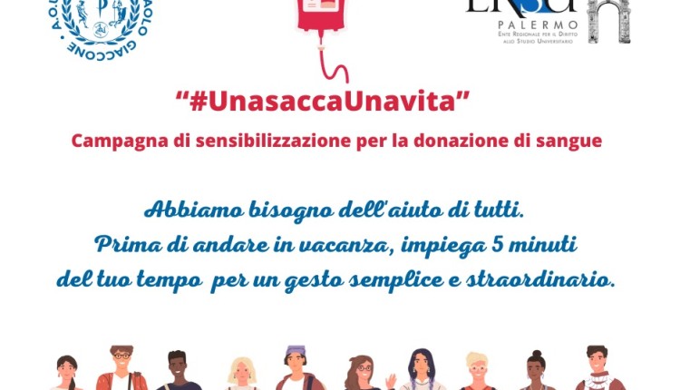 L’ERSU di Palermo al fianco del Policlinico nella campagna di sensibilizzazione  per la donazione di sangue “#UnasaccaUnavita”